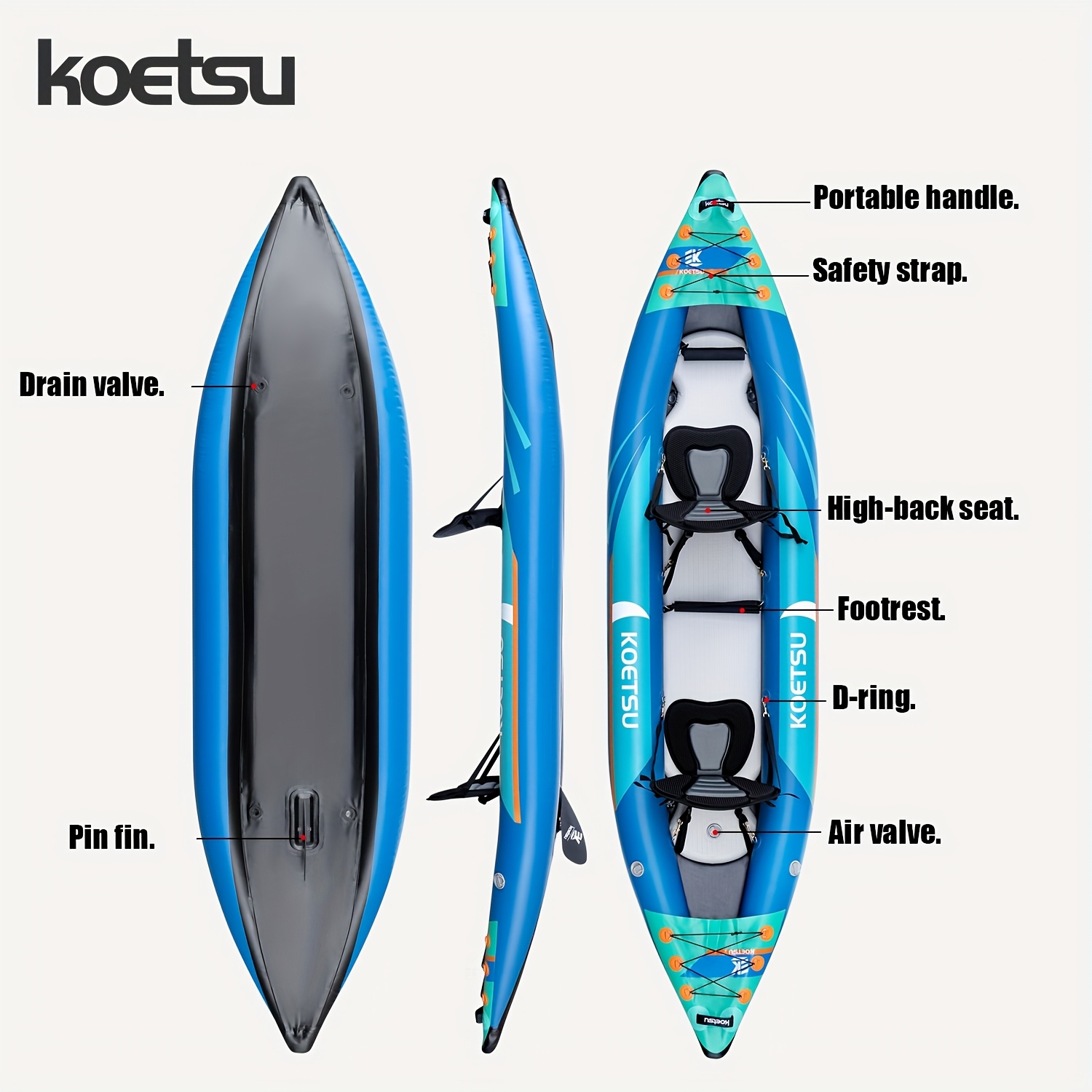 KOETSU P03 brushed inflatable  - đánh giá và giá Fishing Kayak Inflatable
